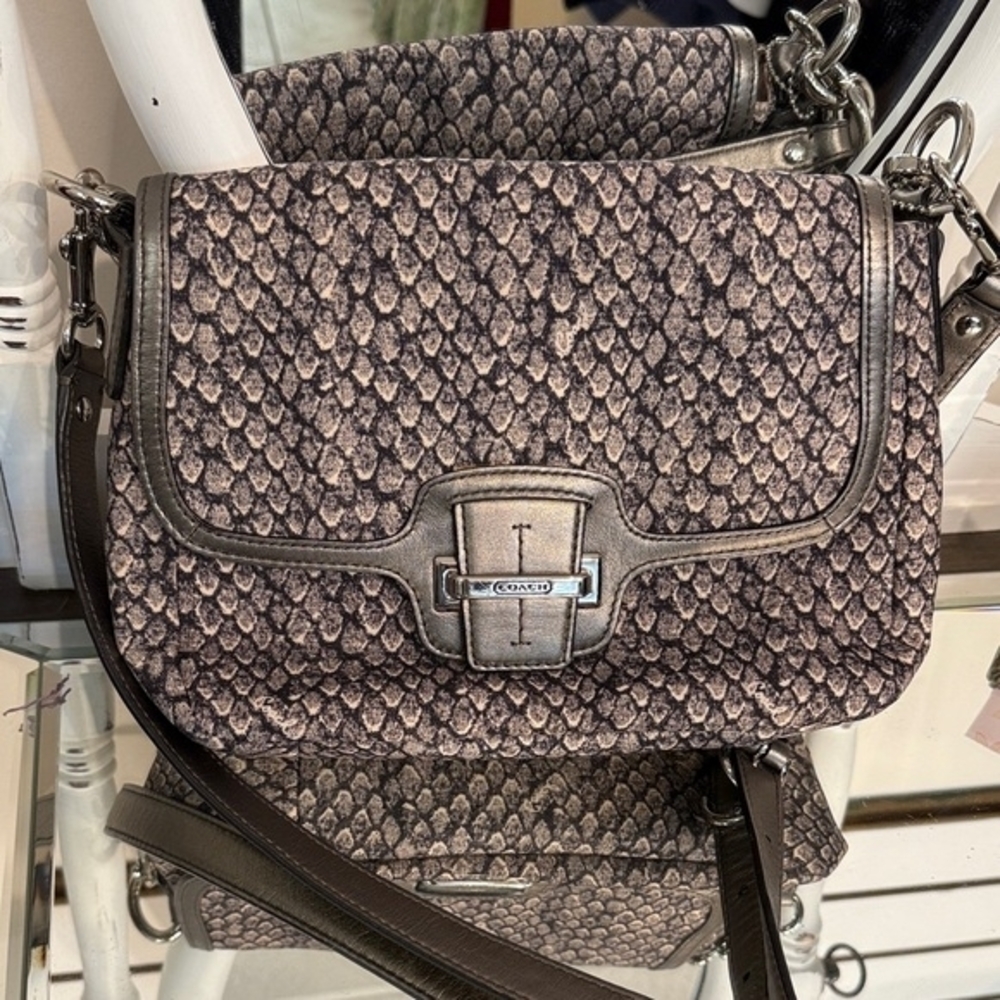 Coach Black and Gray Textured Crossbody Bag